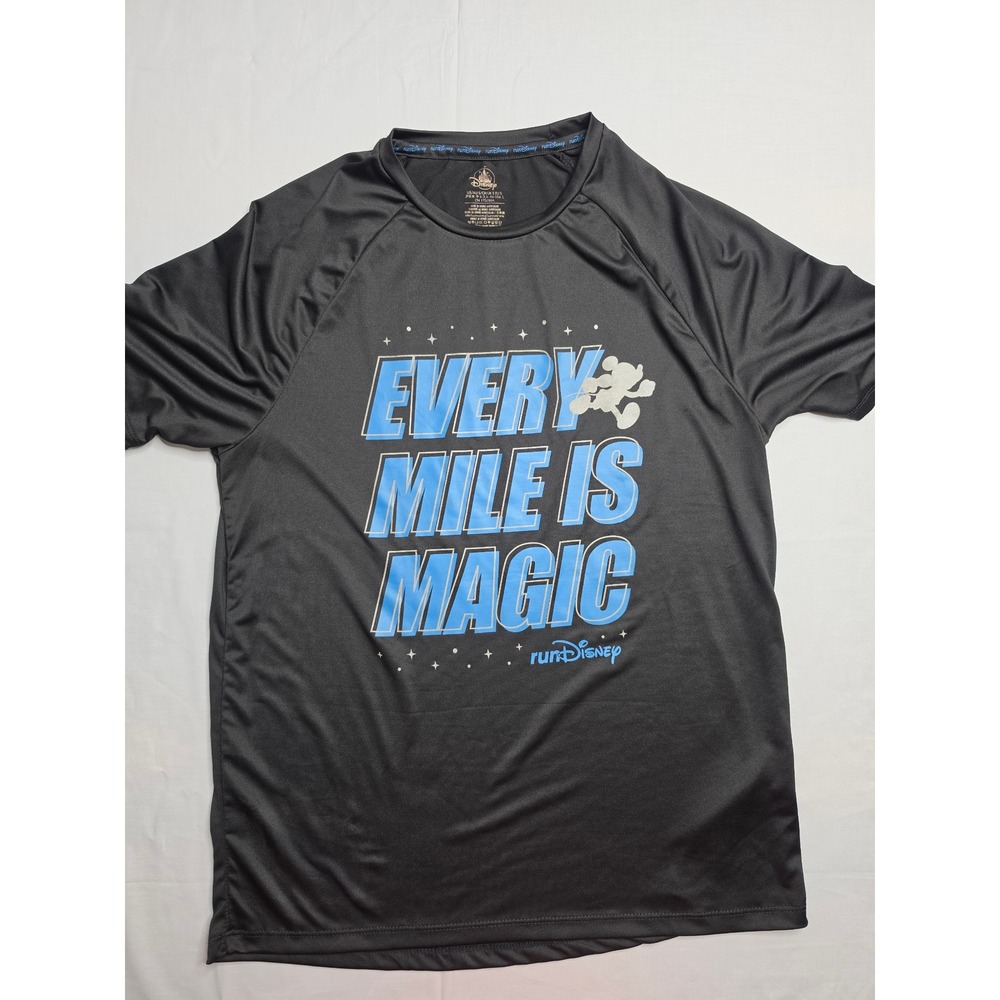 RunDisney T-Shirt Mens Small Black Every Mile Is Magic Graphic Stretch Crew Neck